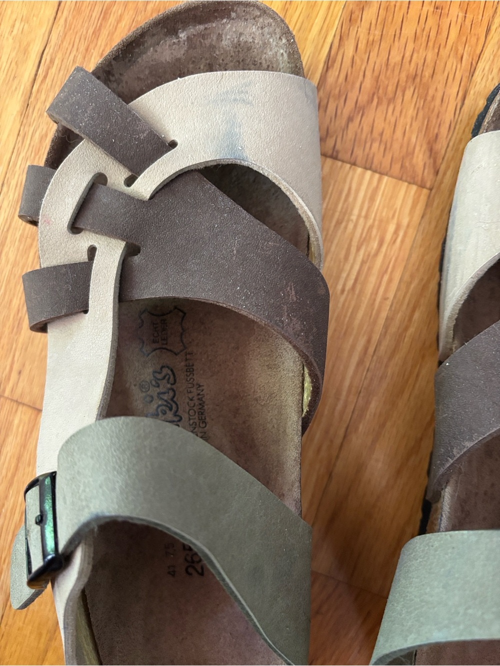 Birkenstock Pisa Birki’s Footbed Sandals 265 L10 M8 Euro 41 Brown Tan Light Sage - Picture 4 of 13